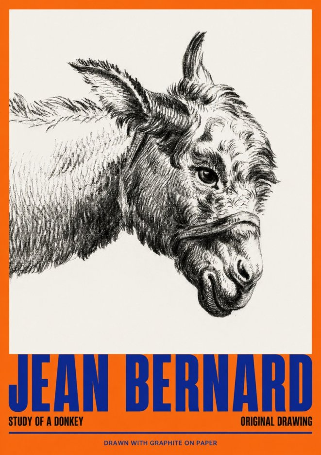 Jean Bernard Study of a Donkey I No2 - Affiche