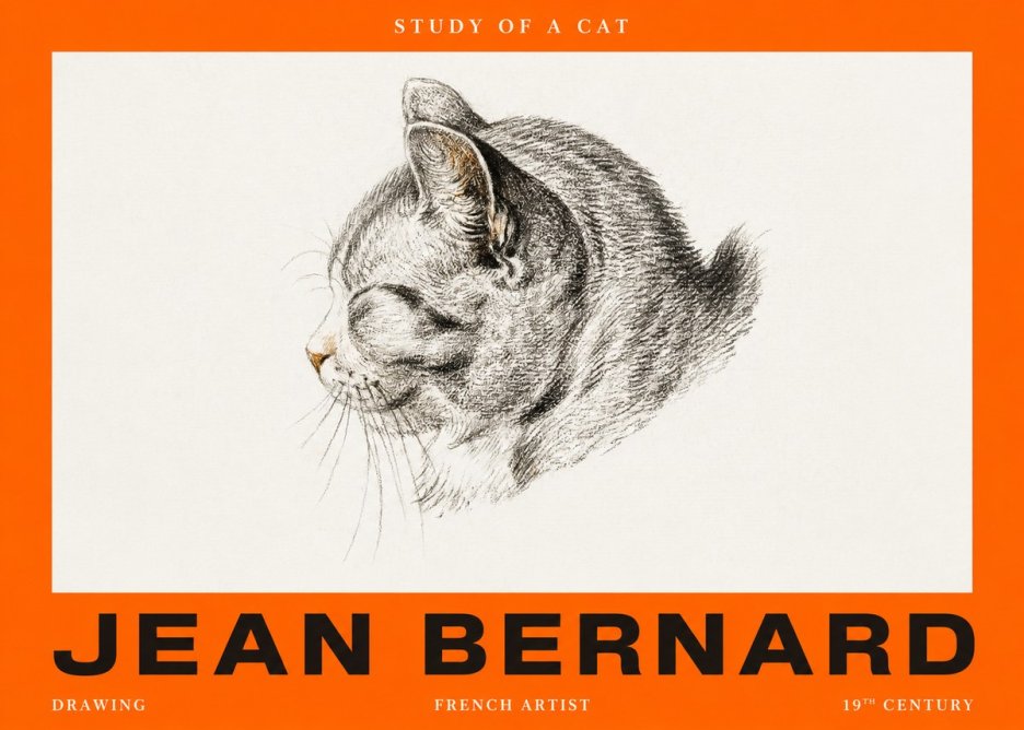 Jean Bernard Study of a Cat I No2 - Affiche