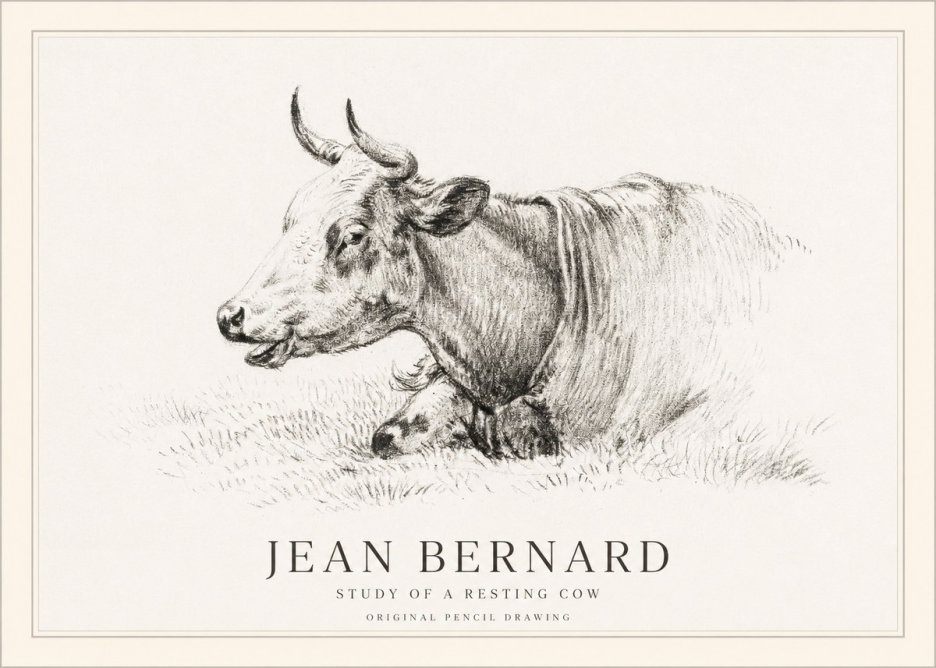 Jean Bernard Study of a Resting Cow IV No1 - Affiche