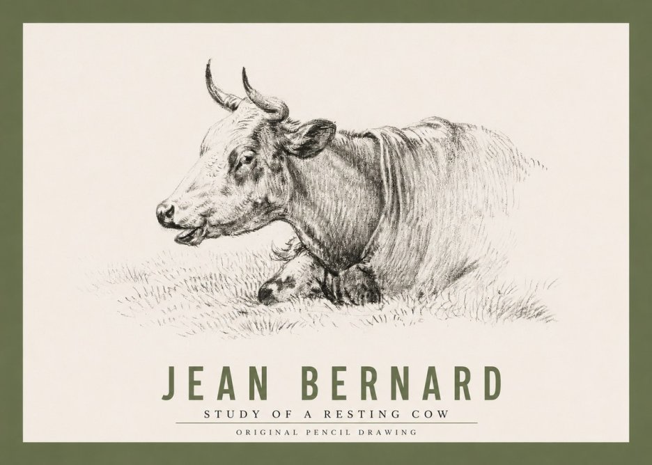Jean Bernard Study of a Resting Cow IV No2 - Affiche