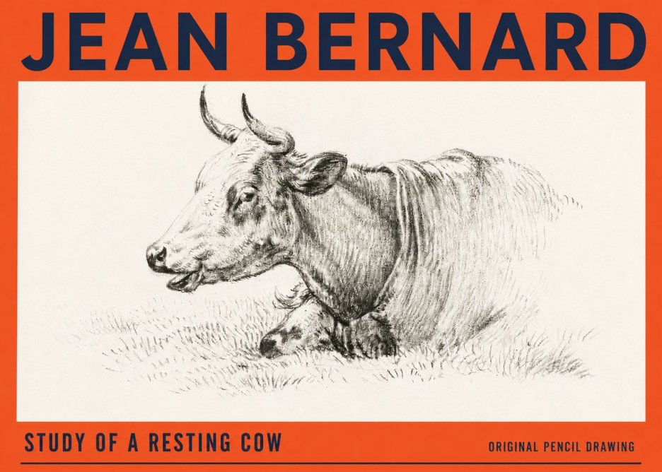Jean Bernard Study of a Resting Cow IV No3 - Affiche