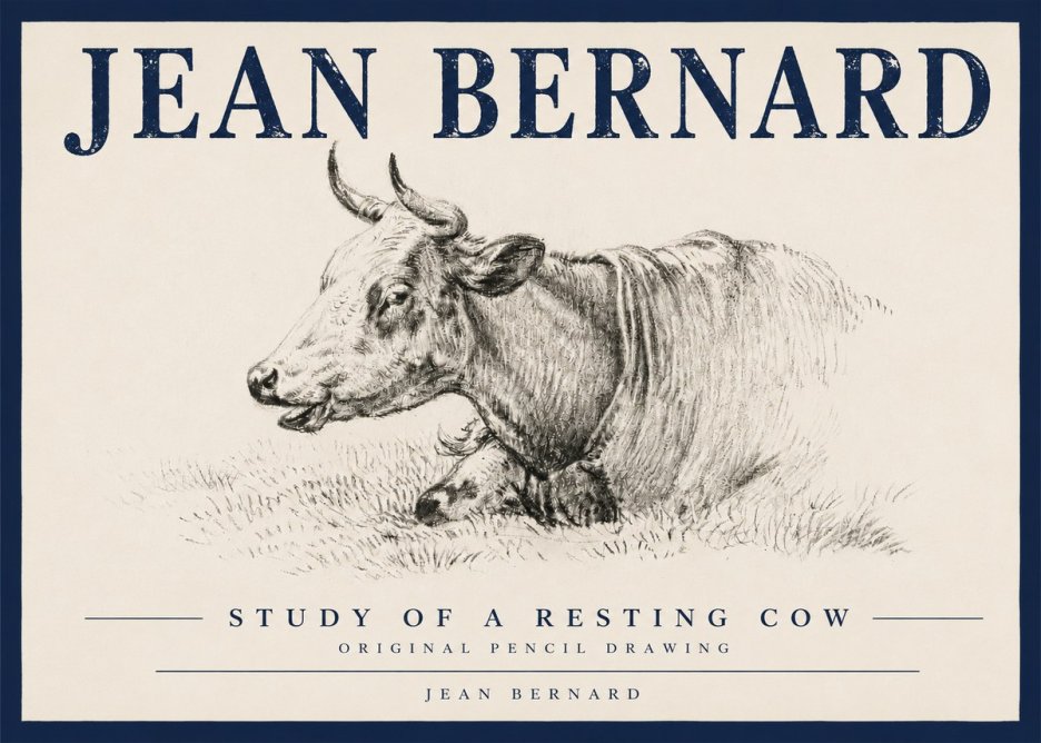 Jean Bernard Study of a Resting Cow IV No4 - Affiche