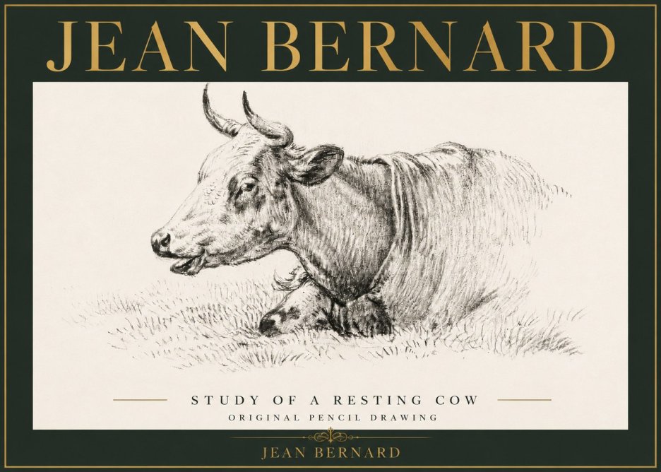 Jean Bernard Study of a Resting Cow IV No5 - Affiche