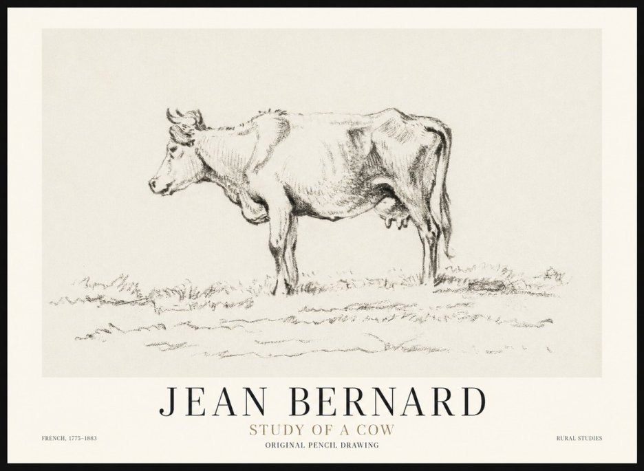 Jean Bernard Study of a Cow III No1 - Affiche