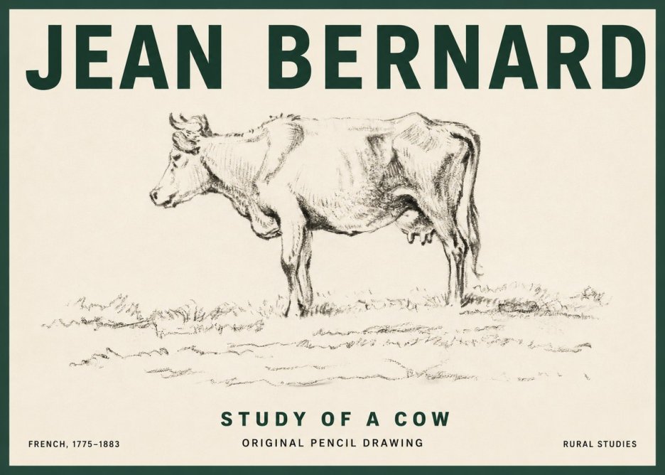 Jean Bernard Study of a Cow III No3 - Affiche