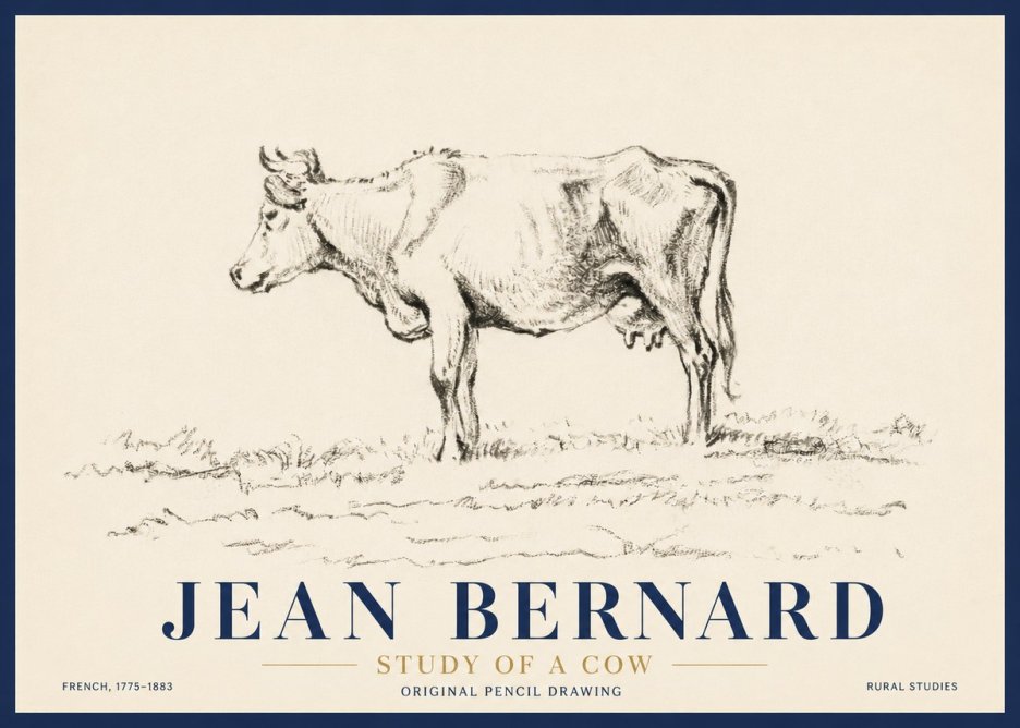 Jean Bernard Study of a Cow III No4 - Affiche