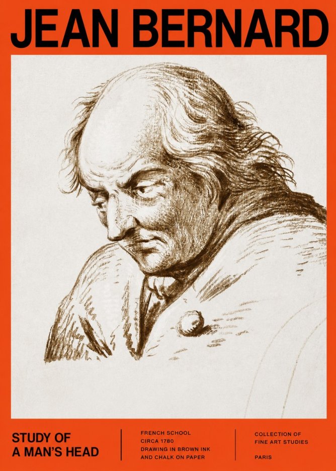 Jean Bernard Study of a Man's Head No2 - Affiche