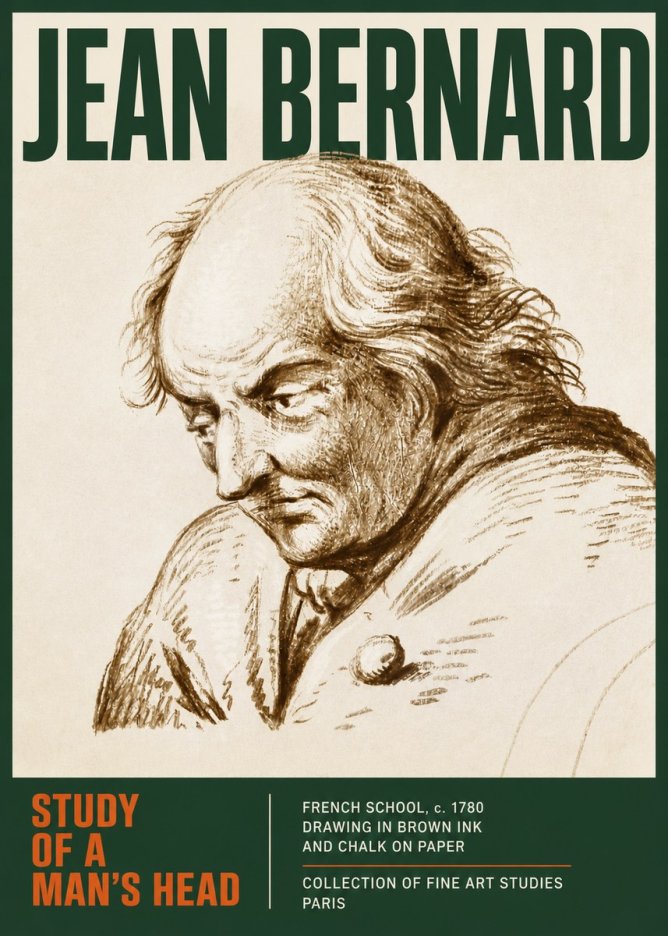 Jean Bernard Study of a Man's Head No4 - Affiche