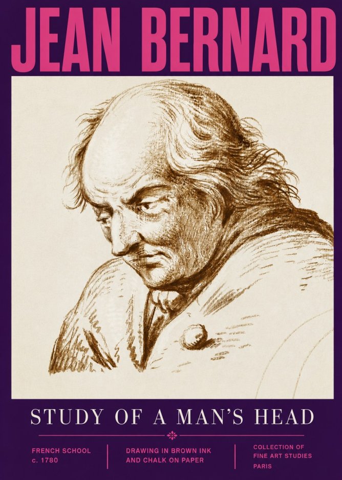 Jean Bernard Study of a Man's Head No5 - Affiche