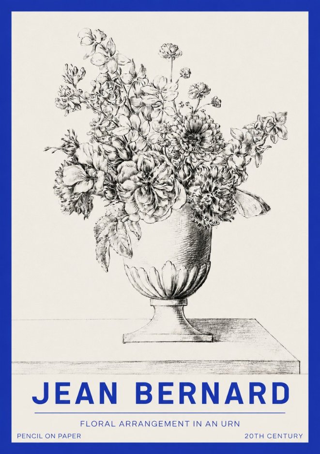 Jean Bernard Floral Arrangement in an Urn No2 - Affiche