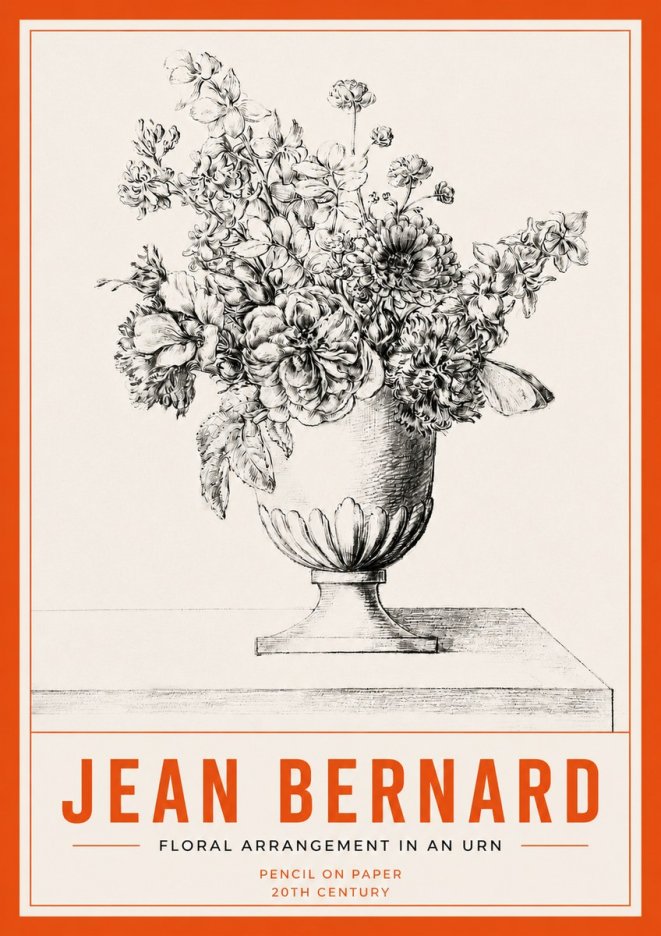 Jean Bernard Floral Arrangement in an Urn No3 - Affiche