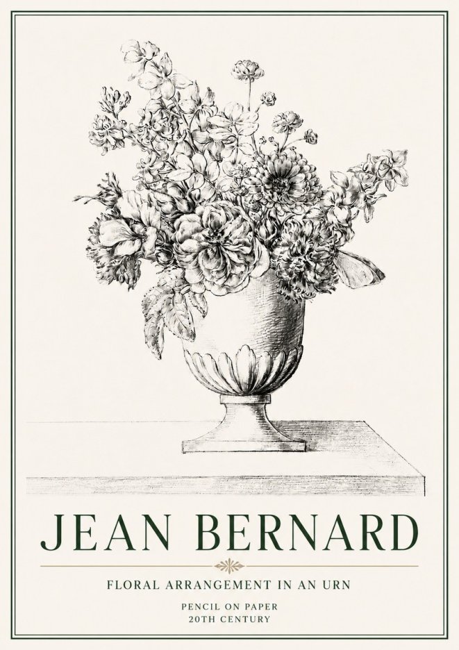 Jean Bernard Floral Arrangement in an Urn No4 - Affiche