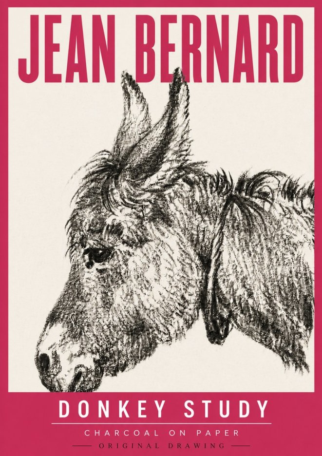 Jean Bernard Donkey Study III No5 - Affiche