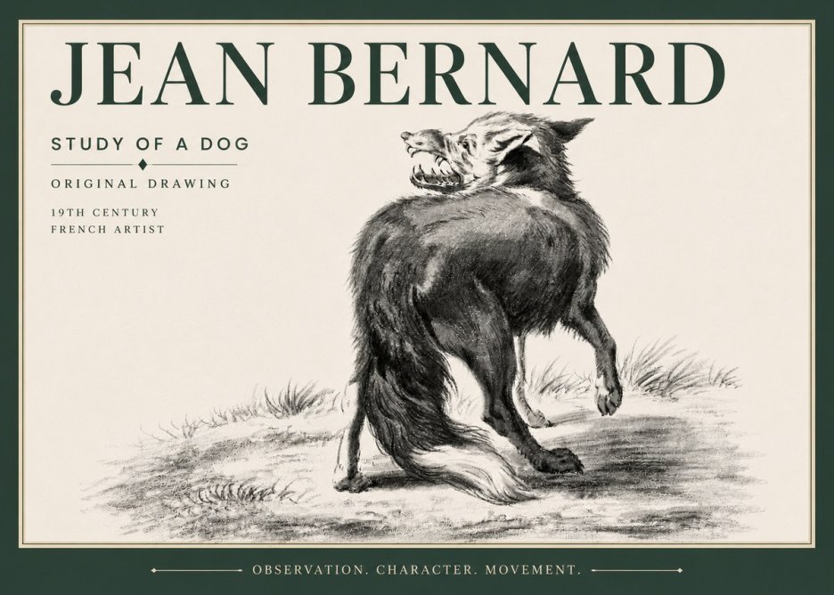 Jean Bernard Study of a Dog II No6 - Affiche