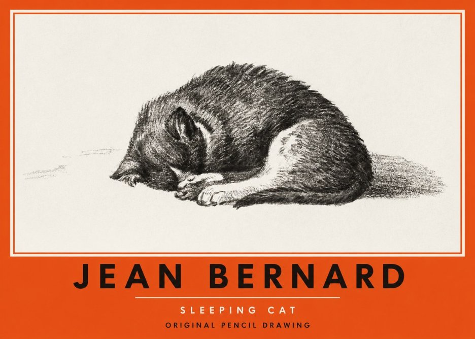 Jean Bernard Sleeping Cat III No2 - Affiche