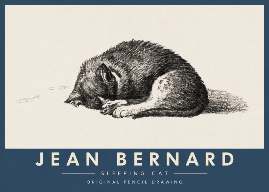 Jean Bernard Sleeping Cat III No4 - Affiche