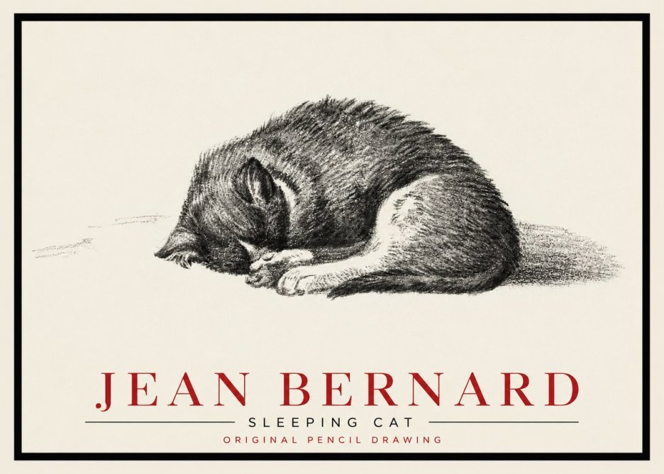Jean Bernard Sleeping Cat III No5 - Affiche