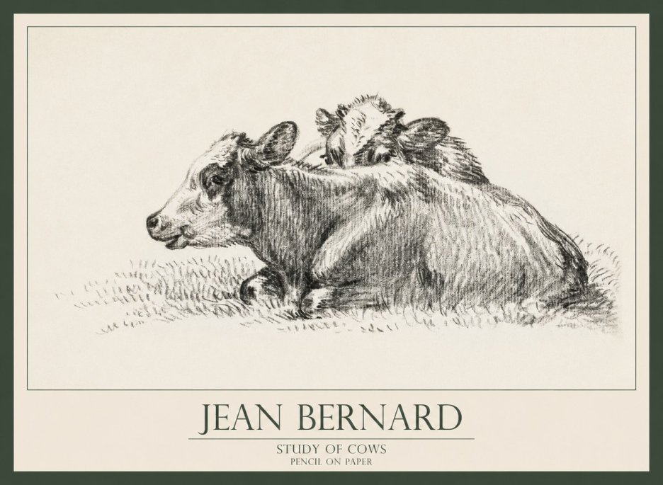 Jean Bernard Study of Cows No1 - Affiche