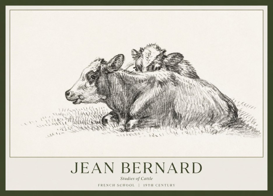 Jean Bernard Study of Cows No2 - Affiche