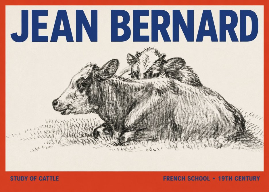Jean Bernard Study of Cows No3 - Affiche