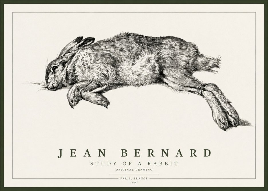 Jean Bernard Study of a Rabbit No1 - Affiche
