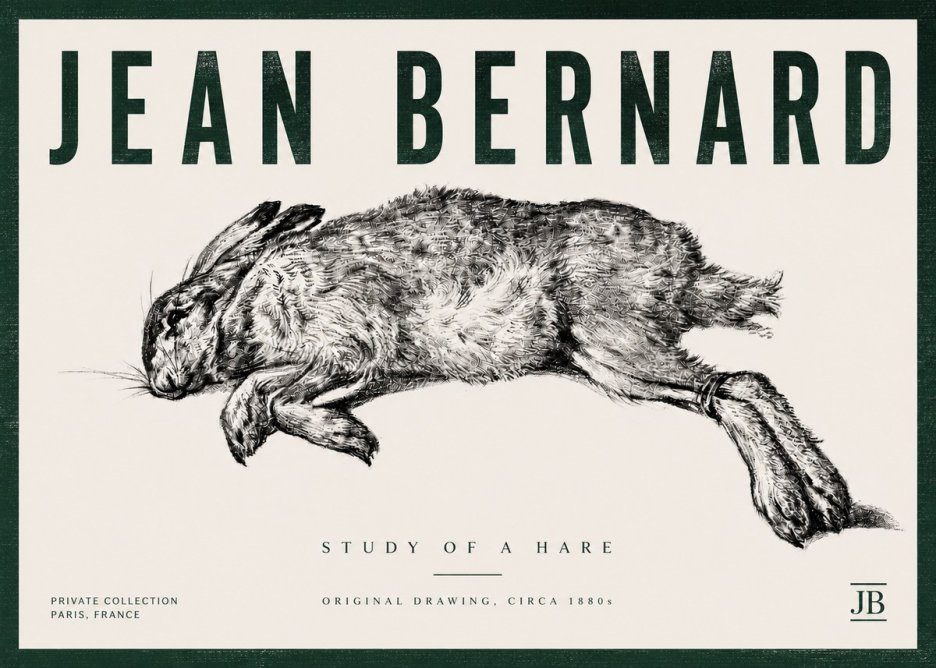 Jean Bernard Study of a Rabbit No6 - Affiche