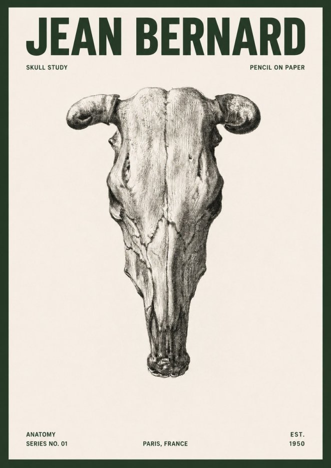 Jean Bernard Skull Study No5 - Affiche