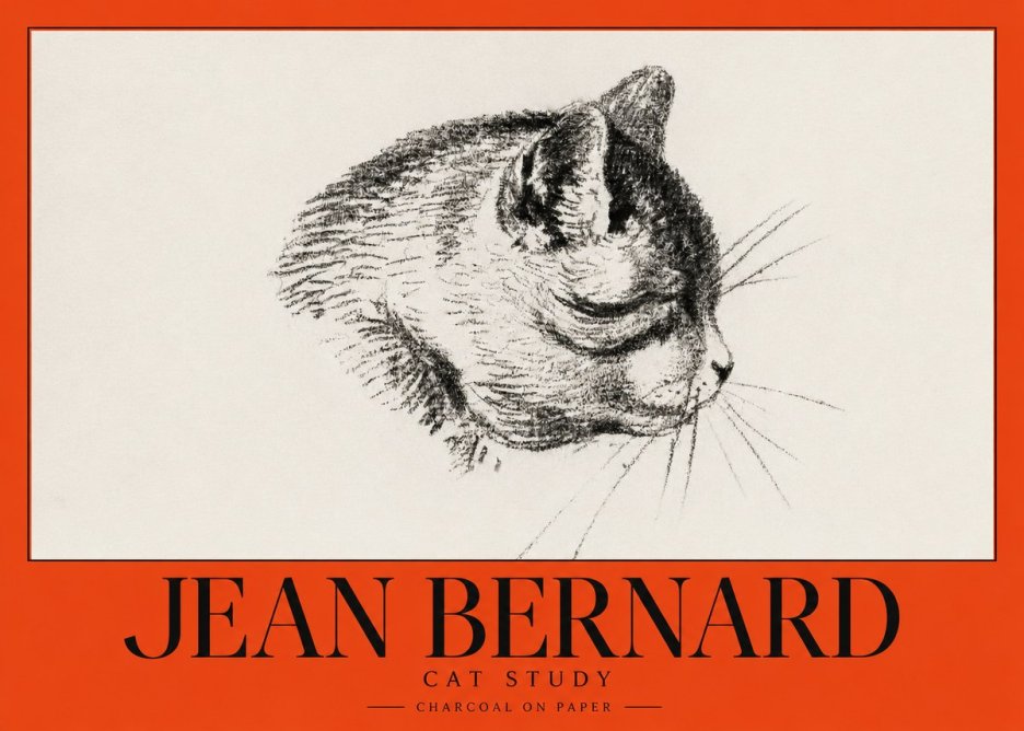 Jean Bernard Cat Study IV No3 - Affiche