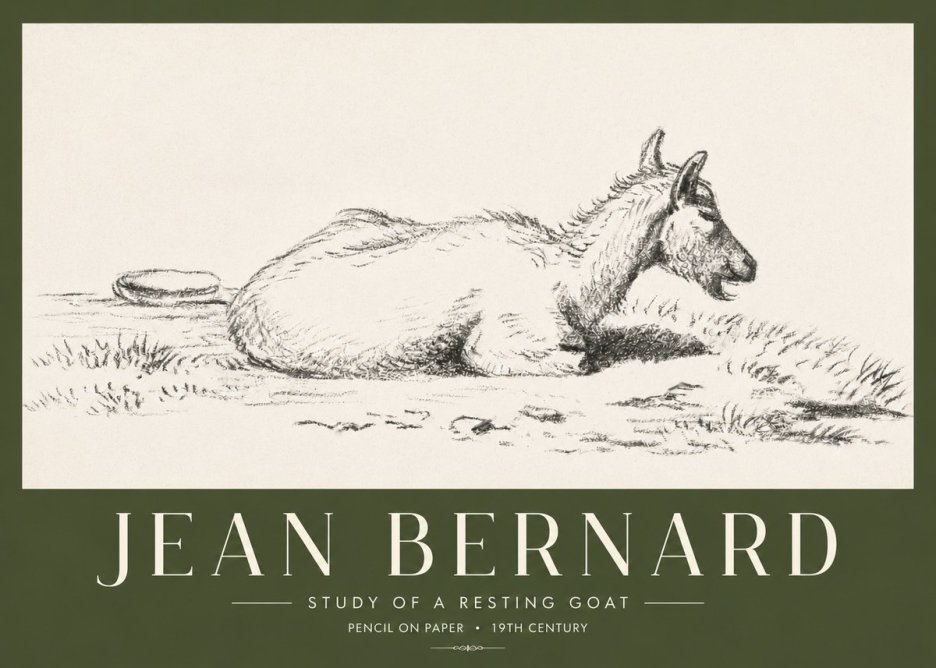 Jean Bernard Study of a Resting Goat No4 - Affiche