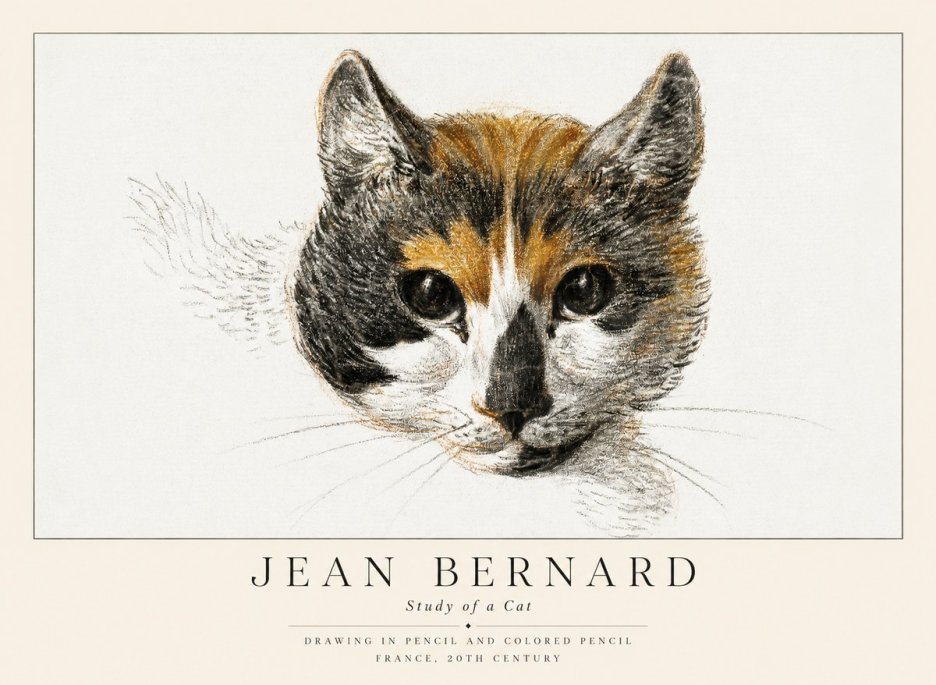 Jean Bernard Study of a Cat II No1 - Affiche