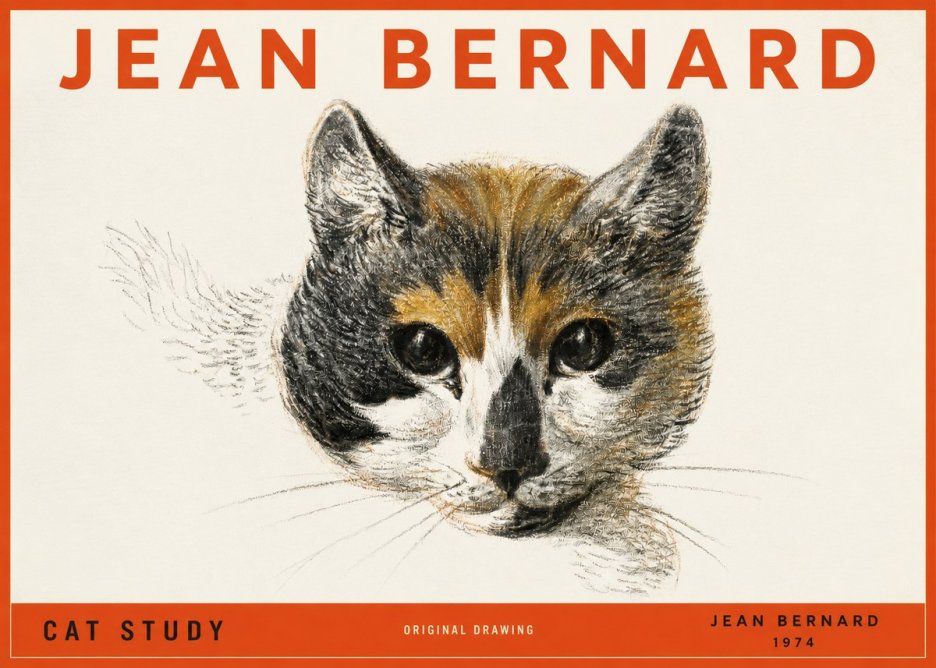Jean Bernard Study of a Cat II No4 - Affiche