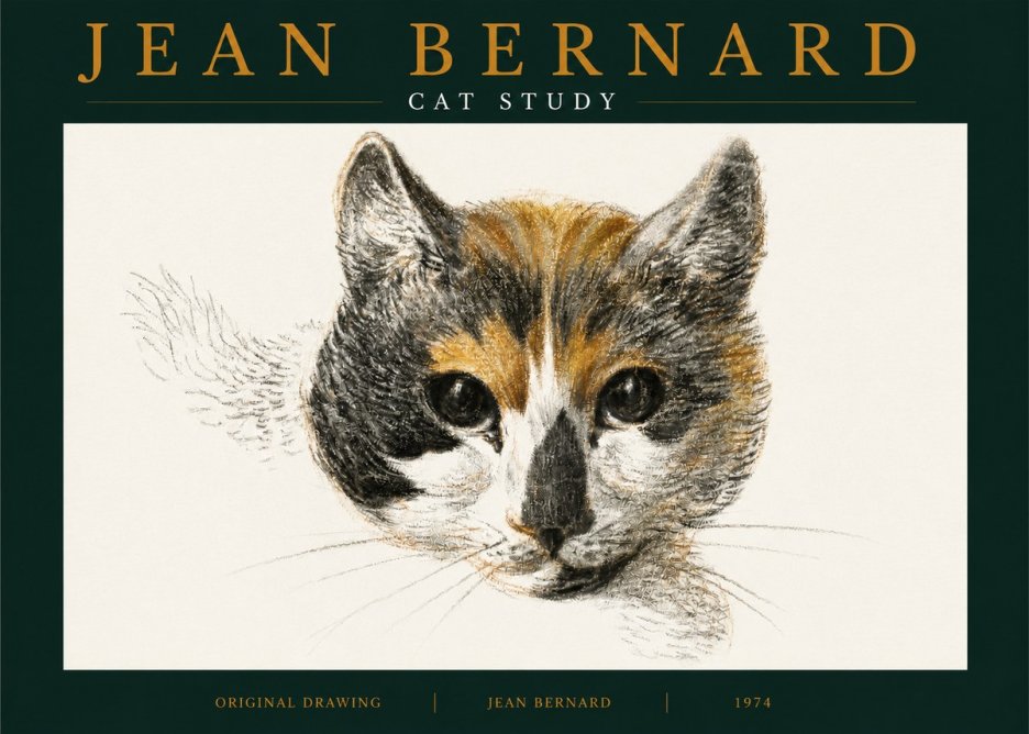 Jean Bernard Study of a Cat II No5 - Affiche