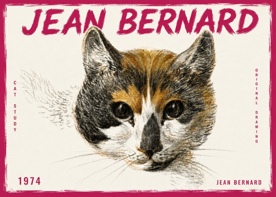 Jean Bernard Study of a Cat II No6 - Affiche