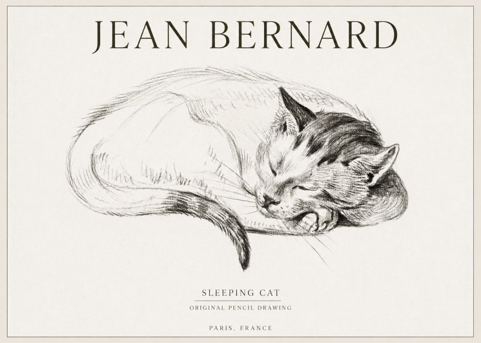 Jean Bernard Sleeping Cat IV No1 - Affiche