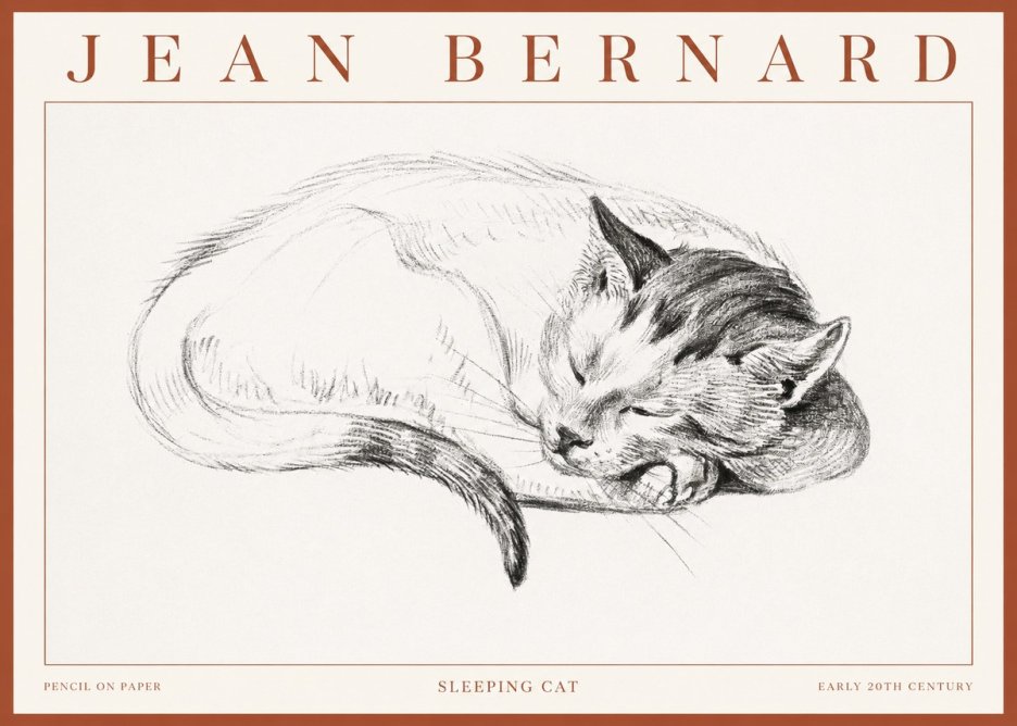 Jean Bernard Sleeping Cat IV No3 - Affiche
