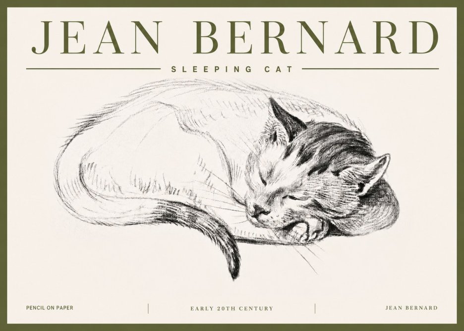 Jean Bernard Sleeping Cat IV No5 - Affiche