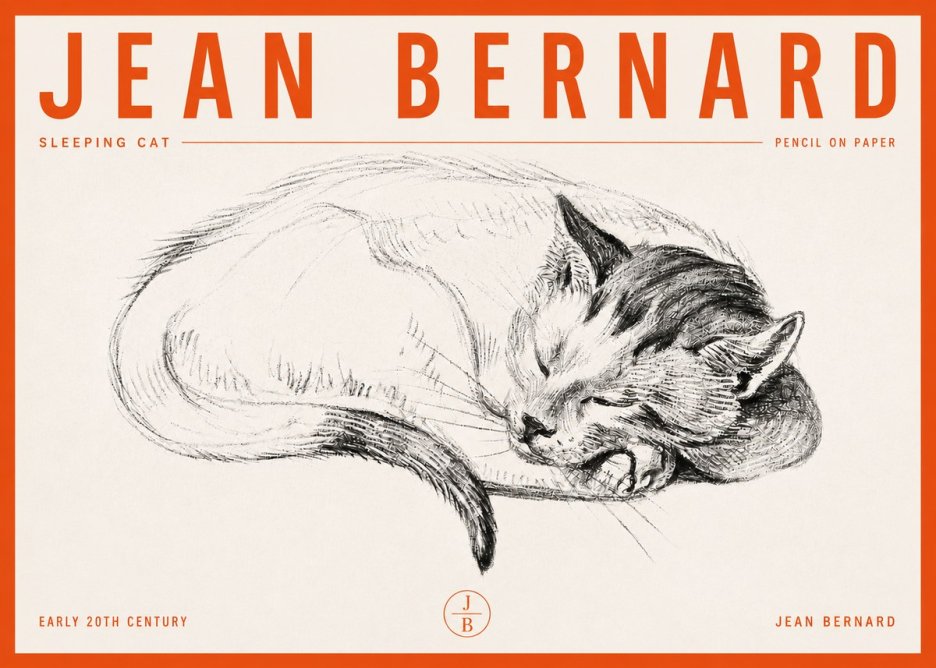 Jean Bernard Sleeping Cat IV No6 - Affiche
