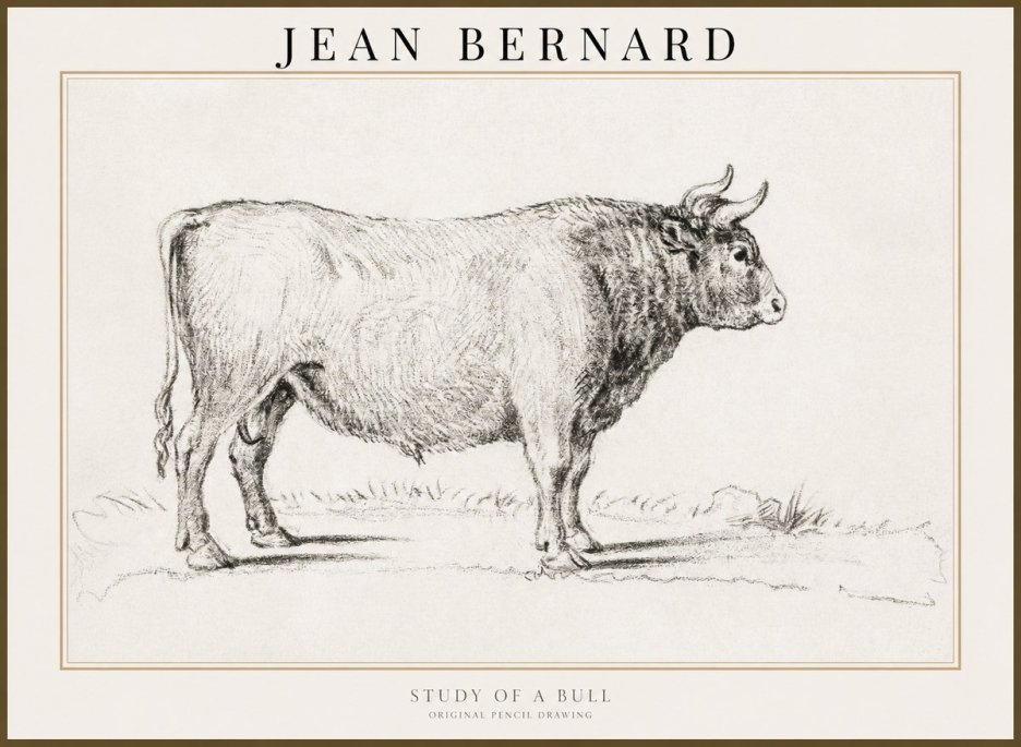 Jean Bernard Study of a Bull I No3 - Affiche