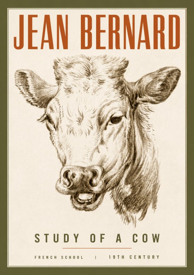 Jean Bernard Study of a Cow IV No4 - Affiche