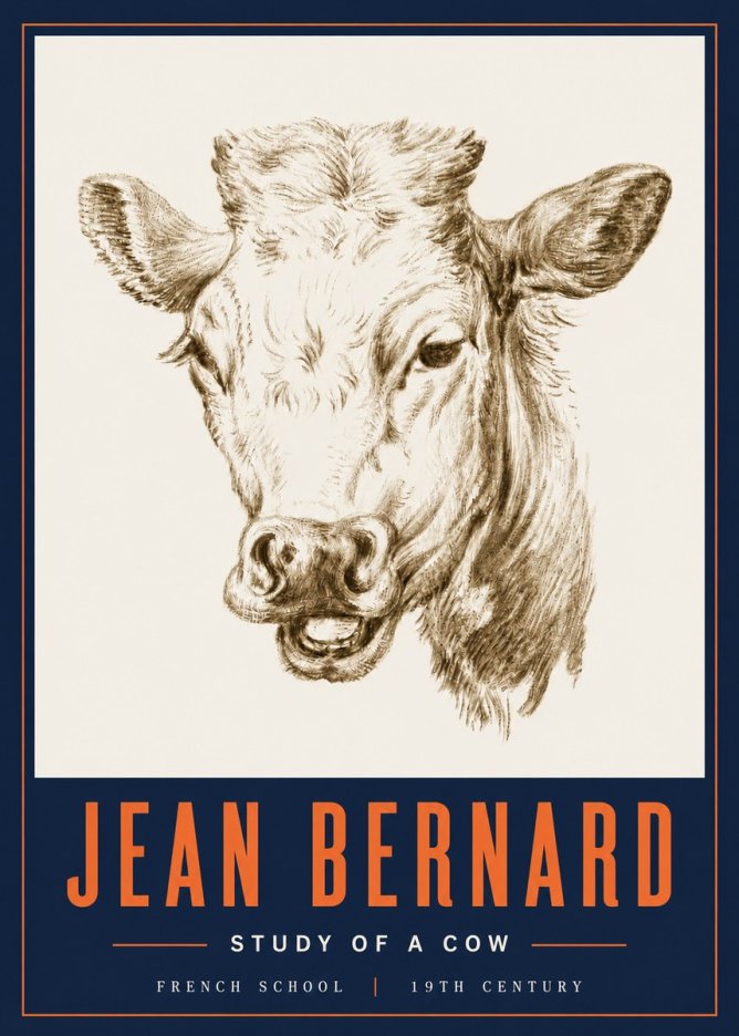 Jean Bernard Study of a Cow IV No6 - Affiche