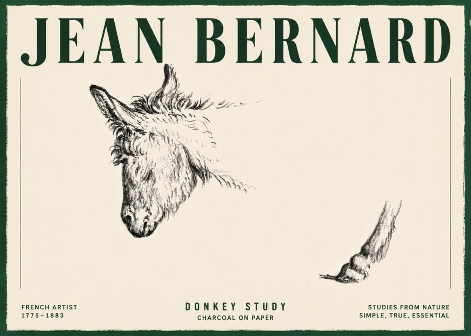 Jean Bernard Study of a Donkey II No6 - Affiche