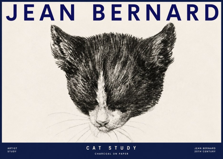 Jean Bernard Cat Study V No3 - Affiche