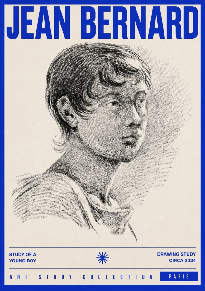 Jean Bernard Study of a Young Boy No2 - Affiche