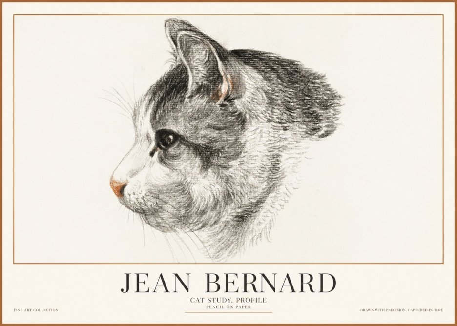 Jean Bernard Cat Study, Profile No1 - Affiche