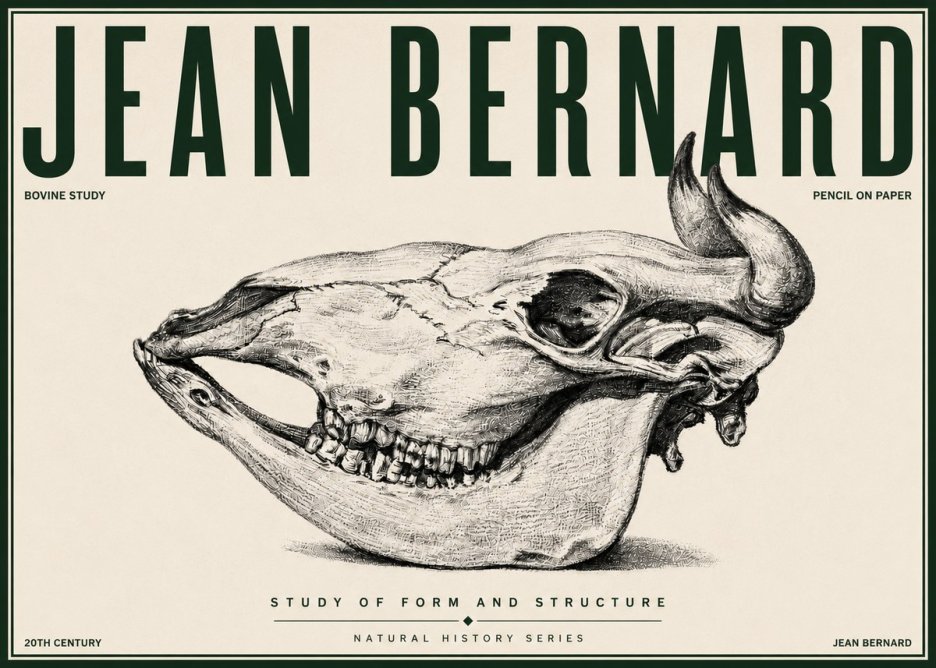 Jean Bernard Bovine Skull Study No4 - Affiche