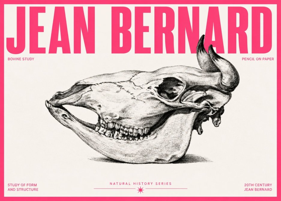 Jean Bernard Bovine Skull Study No5 - Affiche