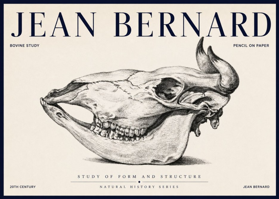 Jean Bernard Bovine Skull Study No6 - Affiche