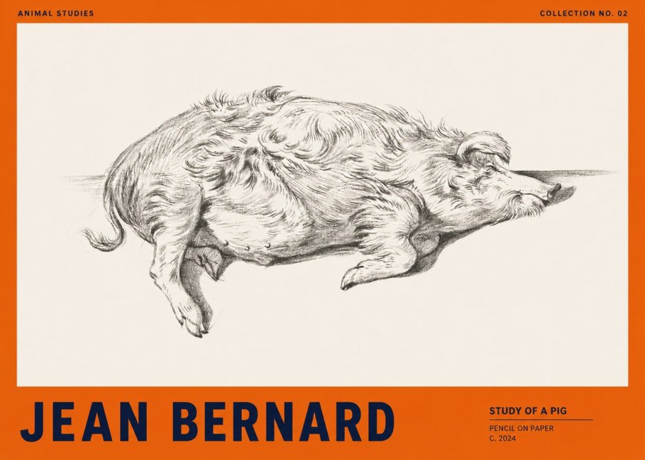 Jean Bernard Study of a Pig I No2 - Affiche