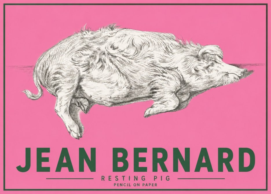 Jean Bernard Study of a Pig I No5 - Affiche