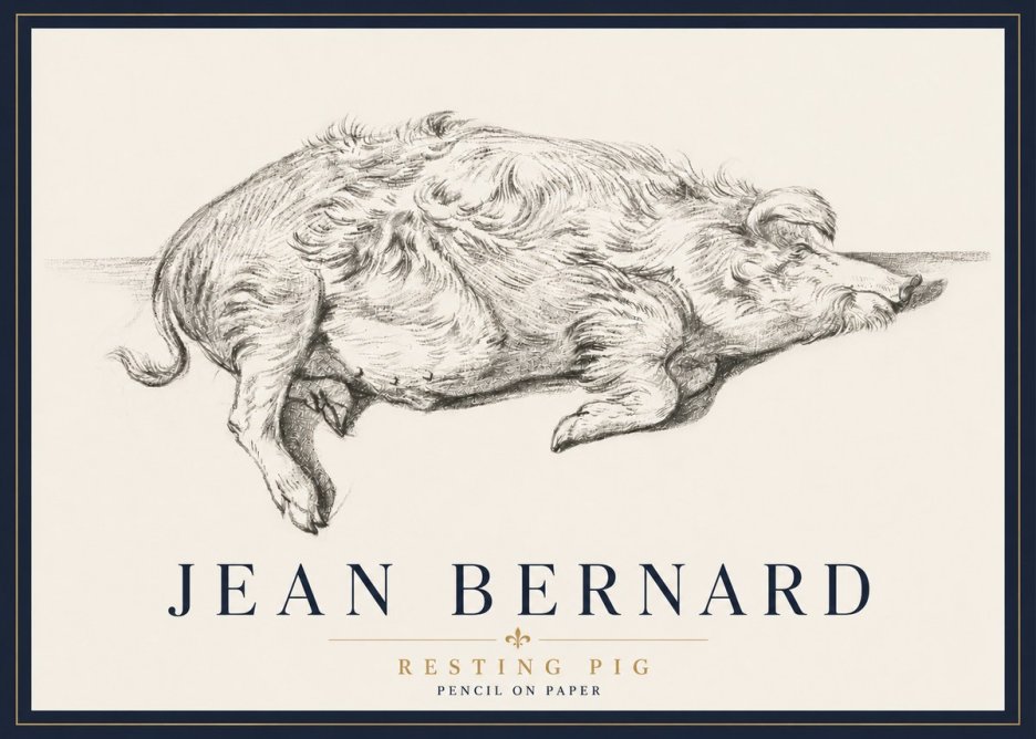 Jean Bernard Study of a Pig I No6 - Affiche